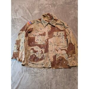 Military BDU Combat Jacket Mens Medium Short Tan Chocolate Chip Desert Camo